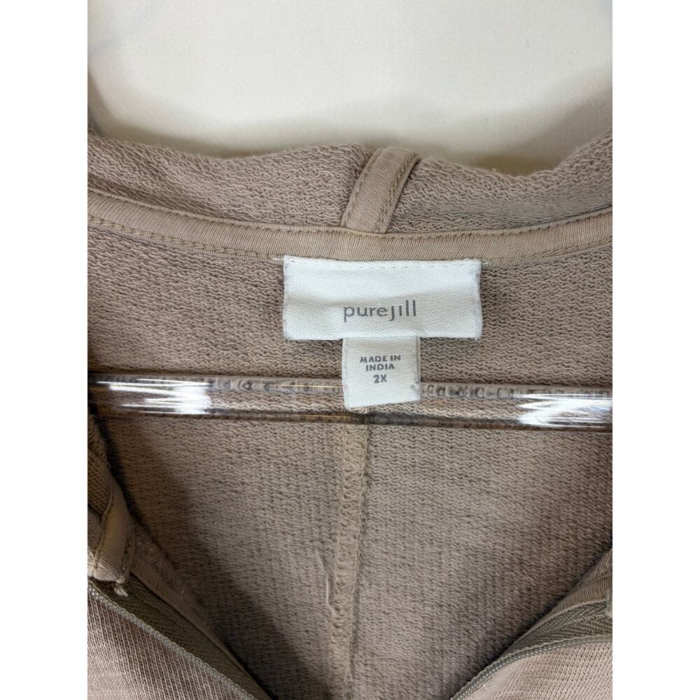 J.Jill PureJill Full Zip Gray Ruffle Hem Long Sleeve Hoodie Sweatshirt Size 2X - Picture 3 of 6